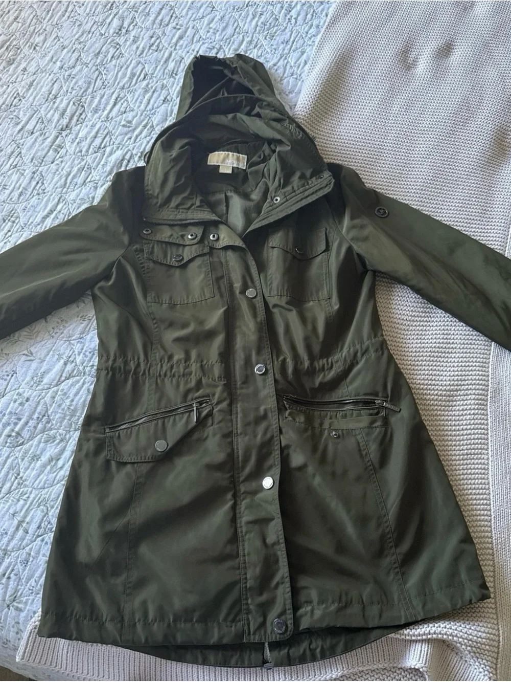 Michael Kors S Olive Green Women's Hooded Anorak Jacket